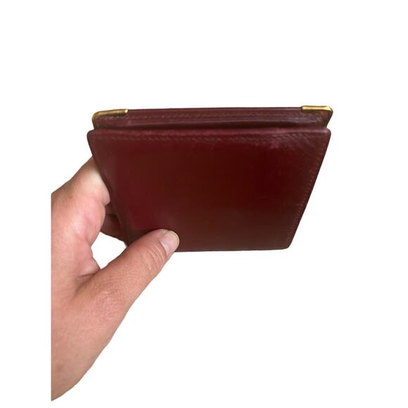 Authentic Vintage CARTIER Burgundy Leather Bifold Mens Wallet W/COA and Box - Picture 15 of 16